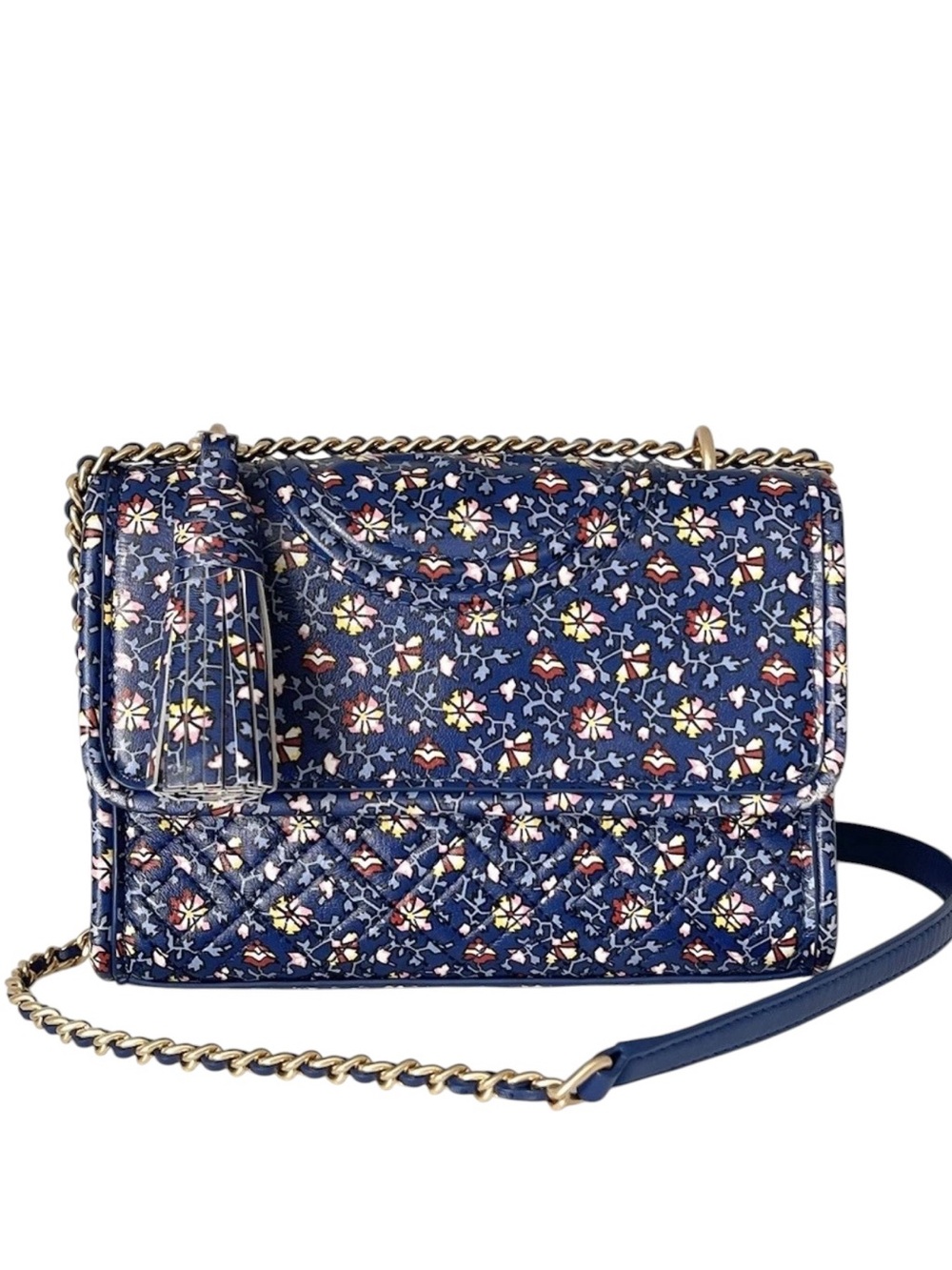 Tory Burch Fleming Small Convertible Shoulder Bag In Blue Wild Pansy